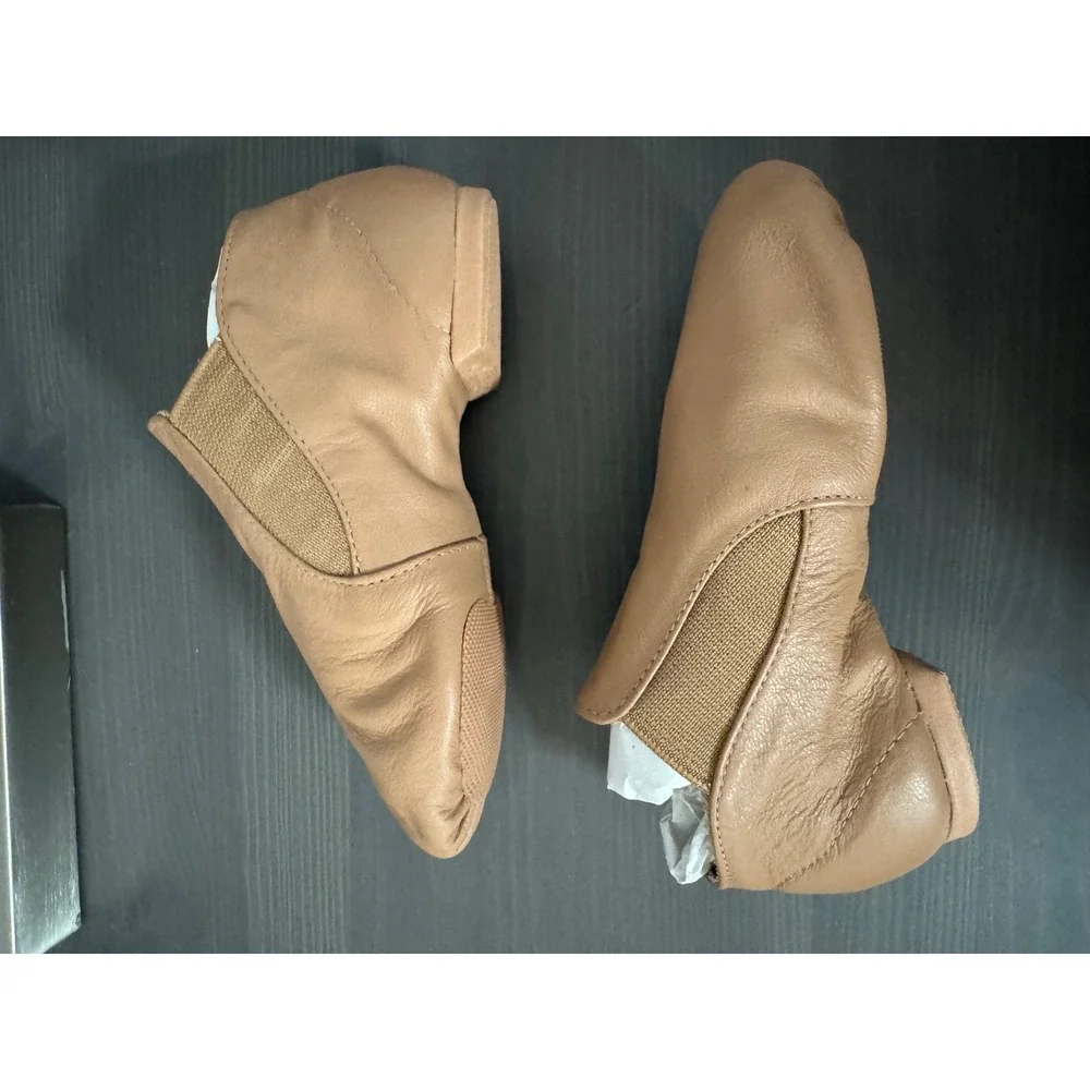 Capezio E-Series Jazz Shoes Tan Leather Slip On Dance Shoes‎ EJ2 Kids 12M